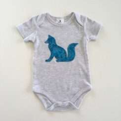 Blue-Fox-on-Grey onesie
