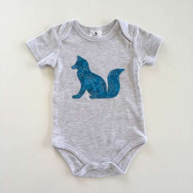 Blue-Fox-on-Grey onesie