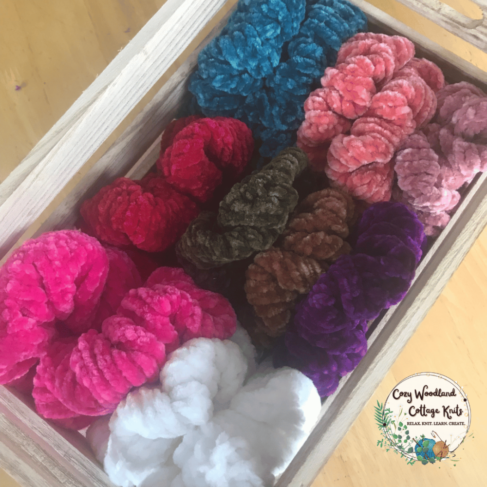 a box of a luxury velvet scrunchies.