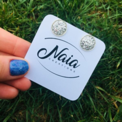 silver druzy studs nz made