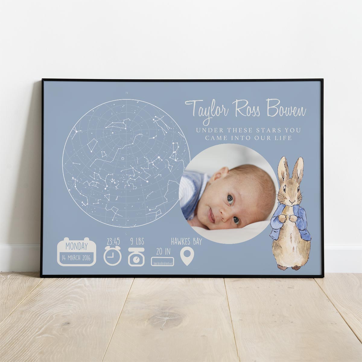 Birth Details Star Map with Photo | on The Hive NZ | sold by Autumn ...