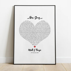 song lyrics in the shape of a heart
