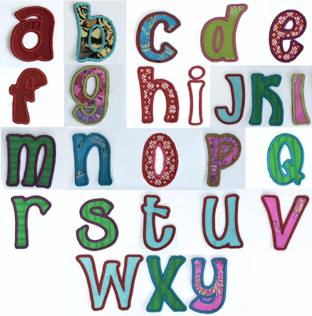 Reclaimed embroidered Handcut personalised Lower case alphabet set