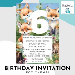 Fox theme birthday invitations