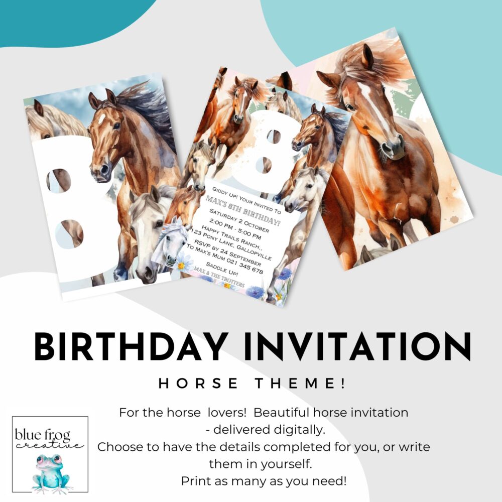 Horse themed party invitations