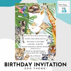 Zoo animal Party invitations