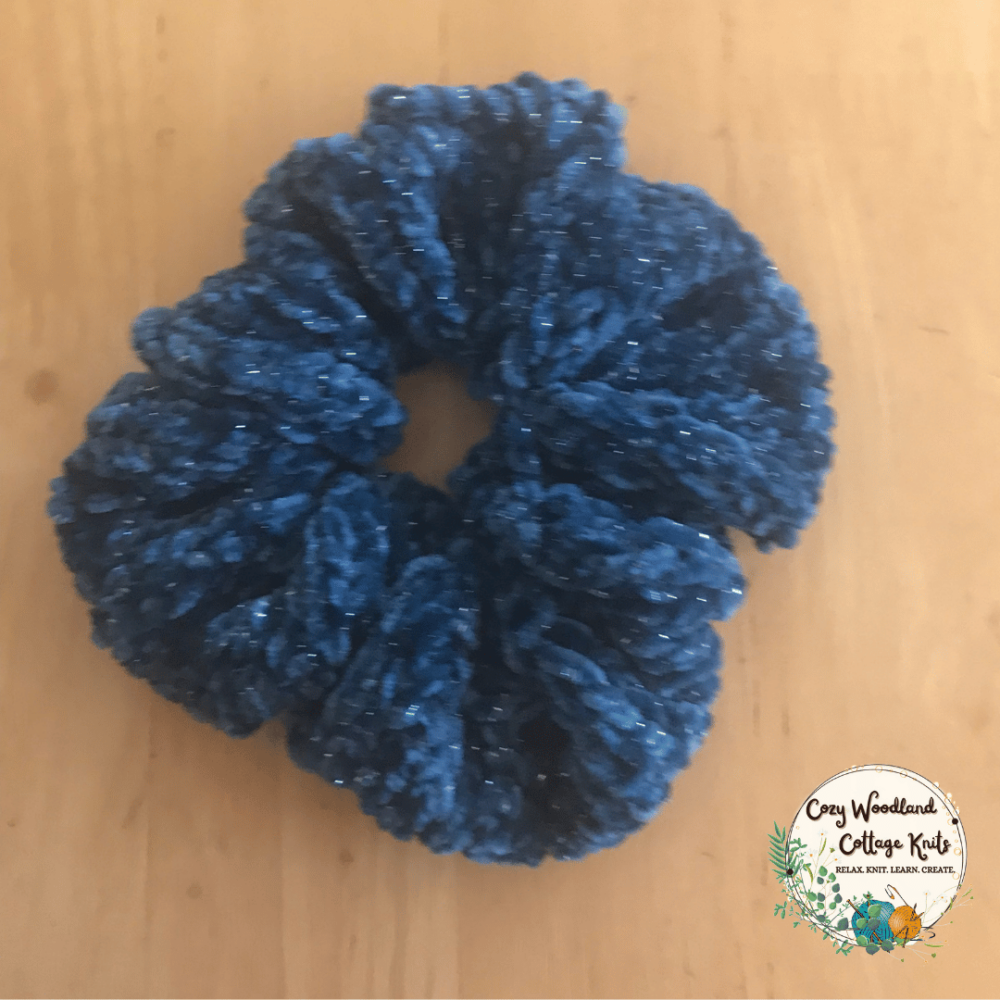 picture of blue sparkly scrunchie