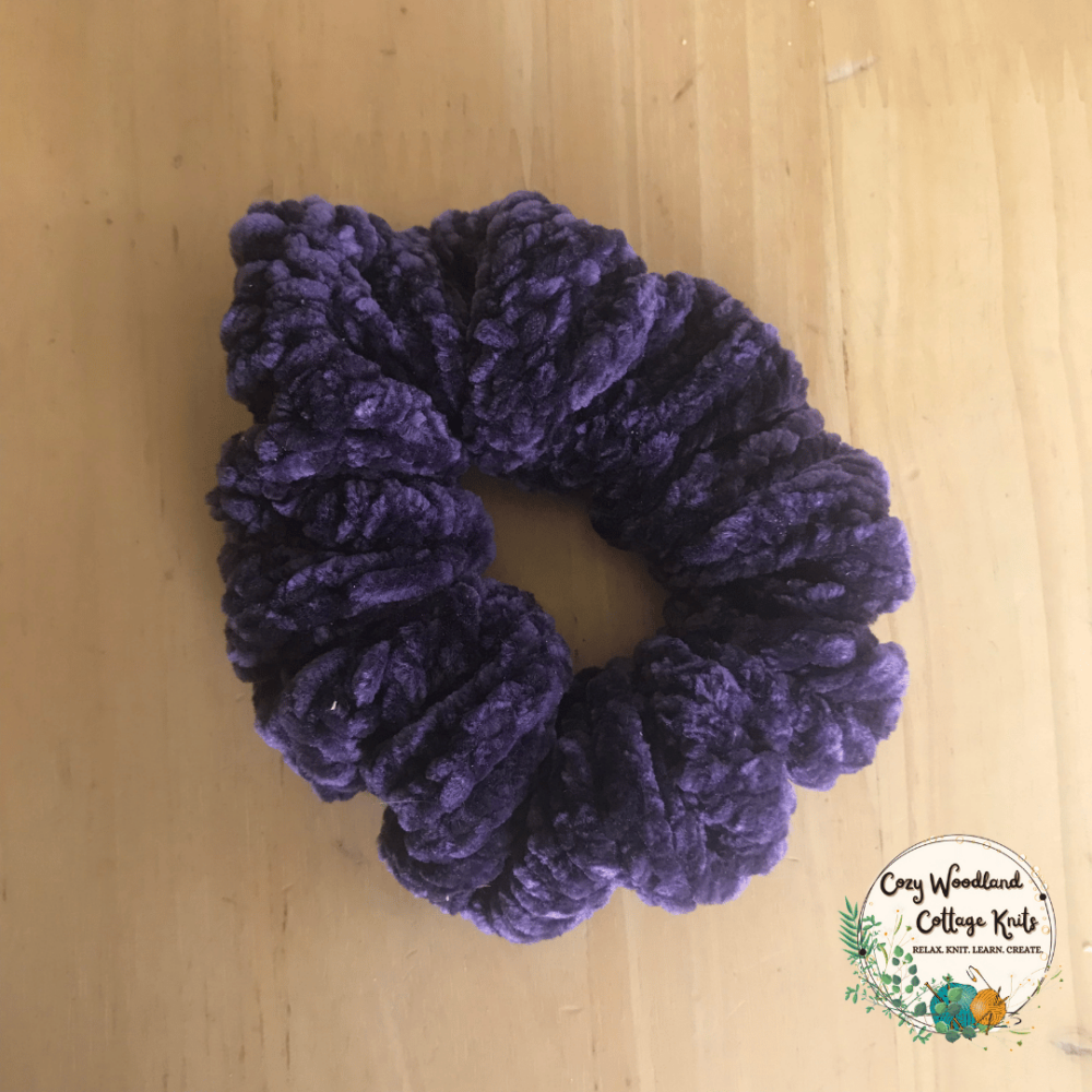 picture of dark purple luxury scrunchie