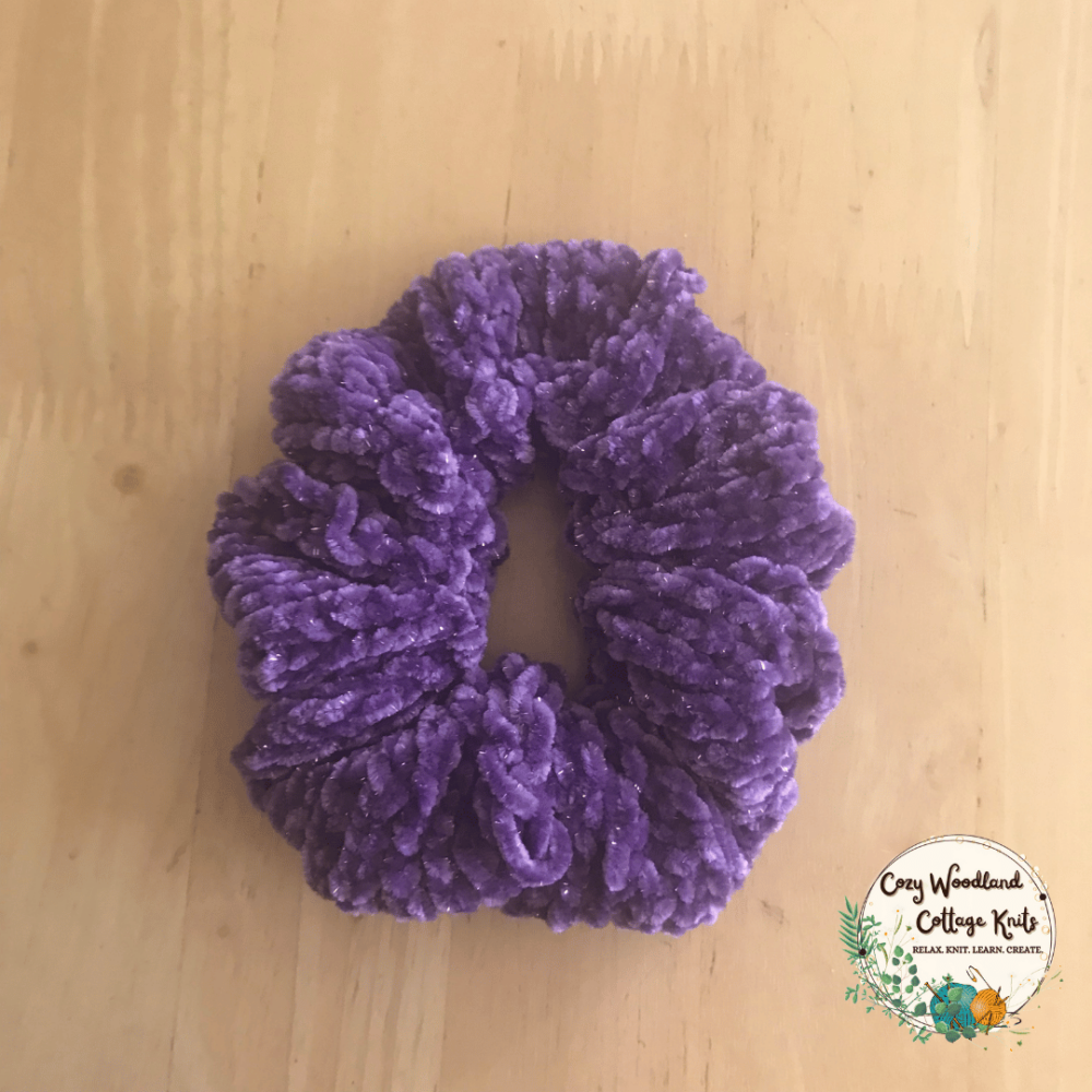 picture of sparkly purple scrunchie