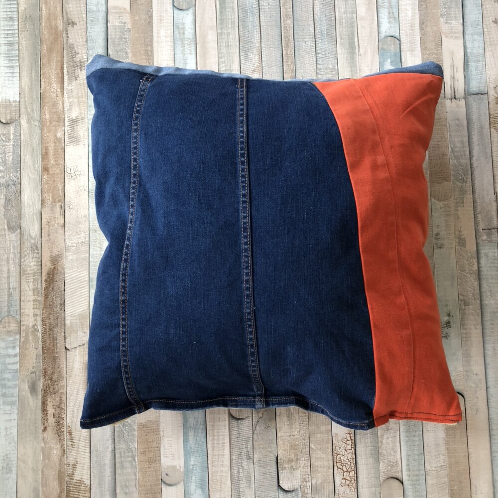 Cushion back made from pre-loved denim