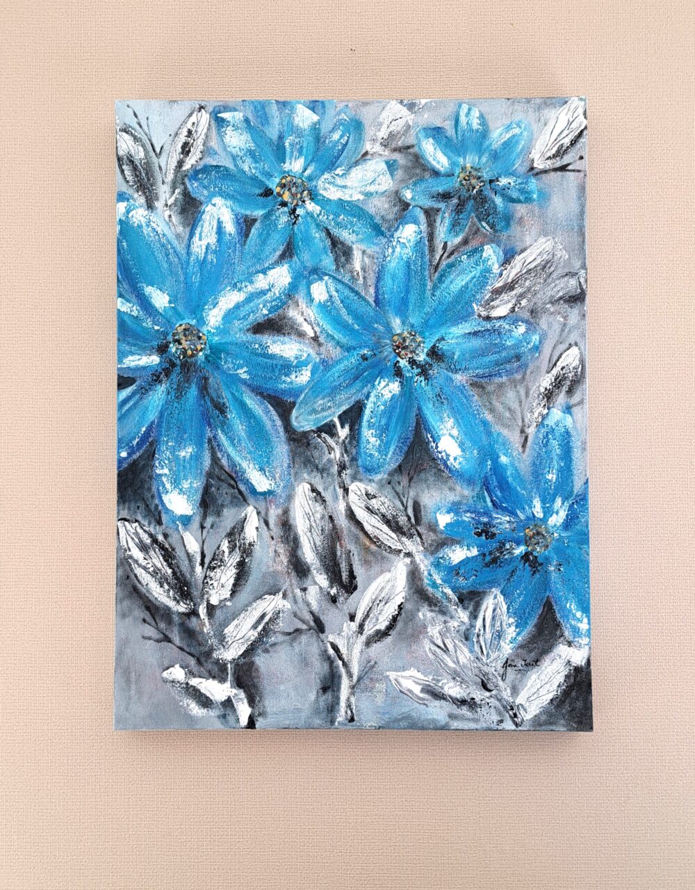 Acrylic Painting - Blue Flowers - Image 2