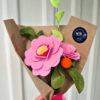 Bight pink single Camelia Felt flower bouquet