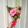 Bight pink single Camelia Felt flower bouquet - Image 2
