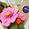 Bight pink single Camelia Felt flower bouquet - Image 3