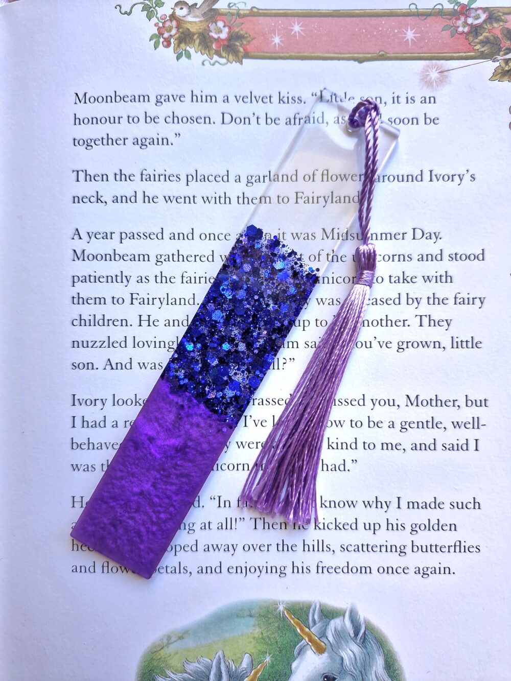 Vibrant Violet Glitter Bookmark