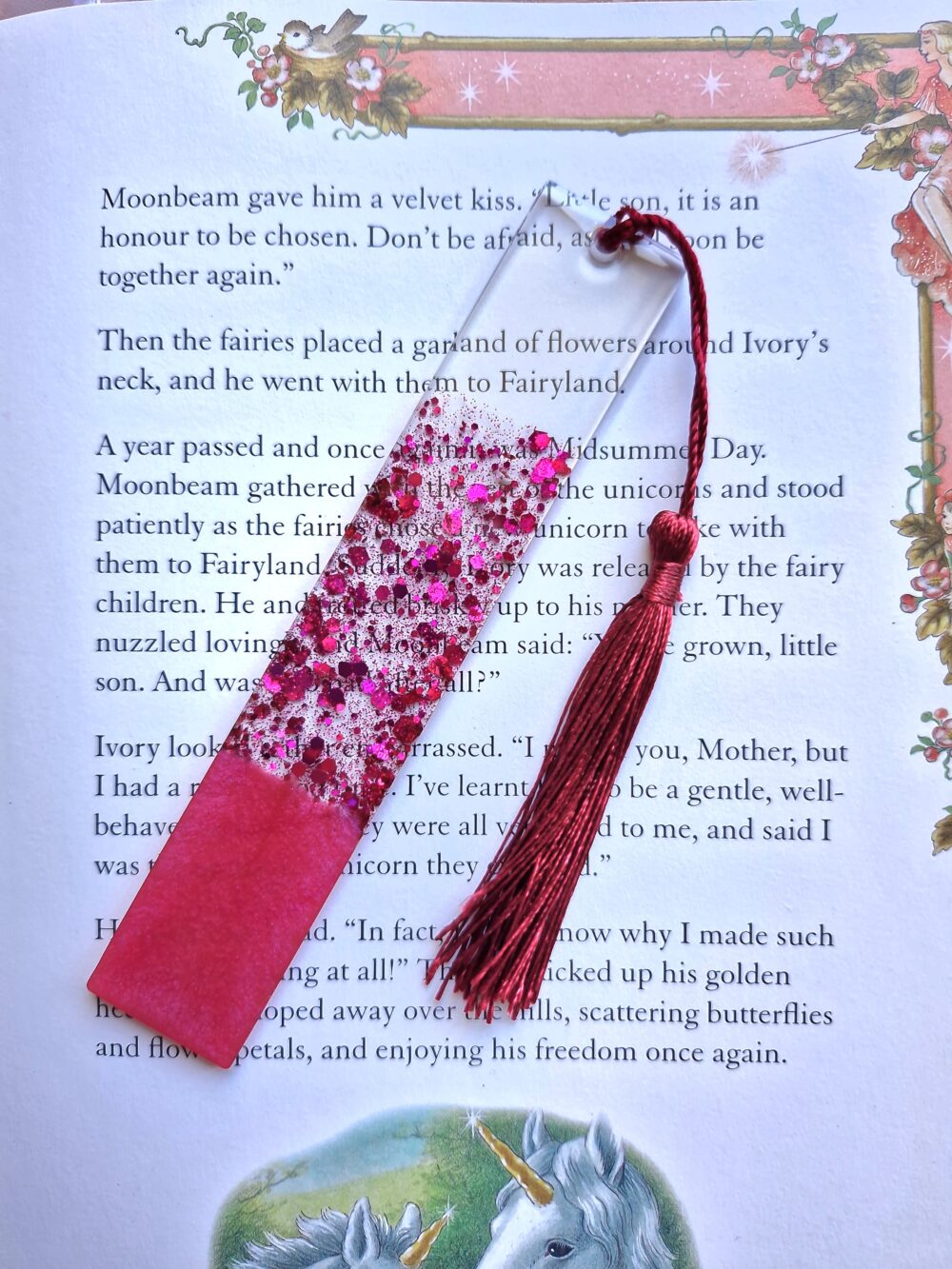 Hot Pink Glitter Bookmark