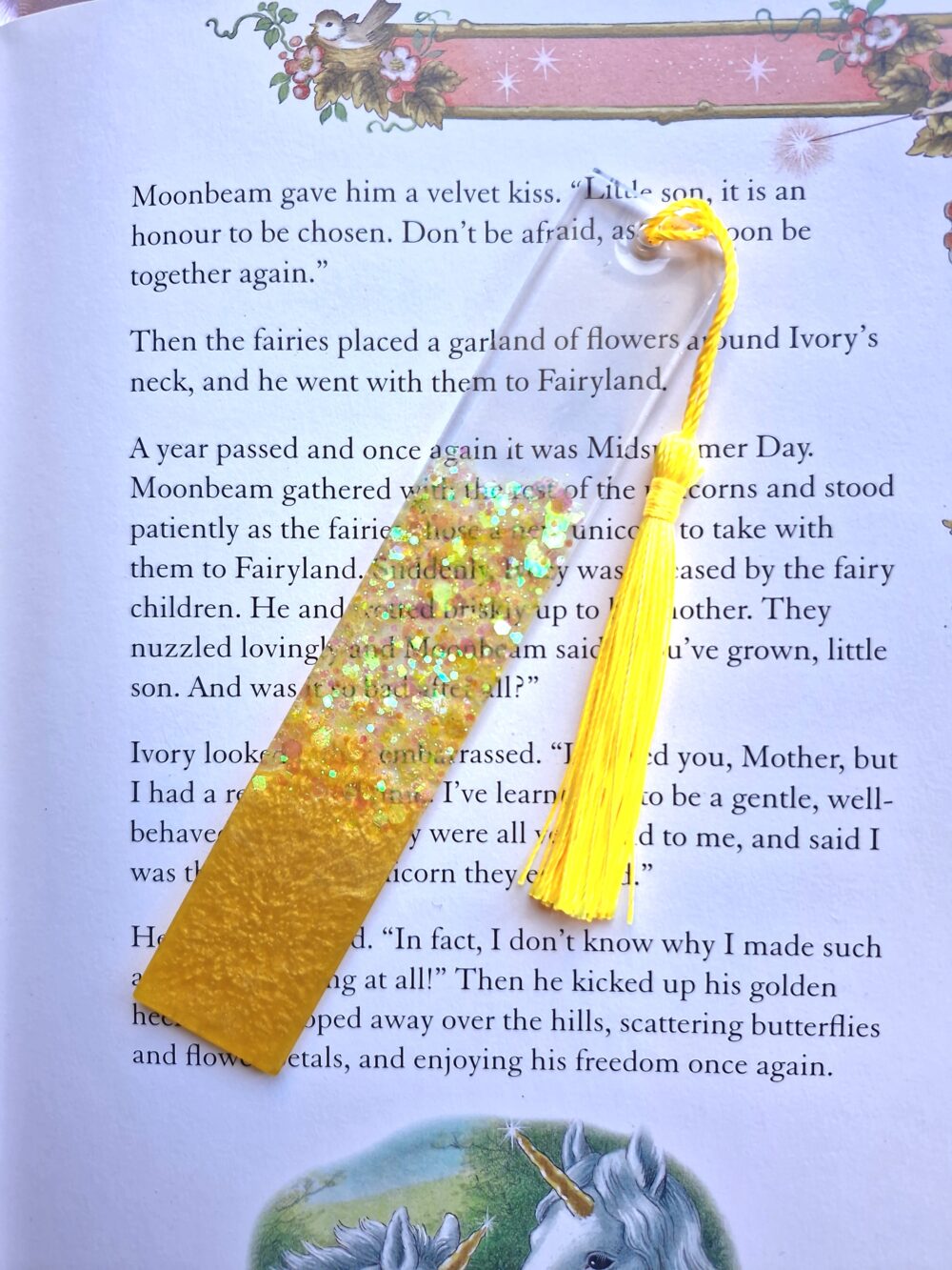 Sunny Yellow Glitter Bookmark