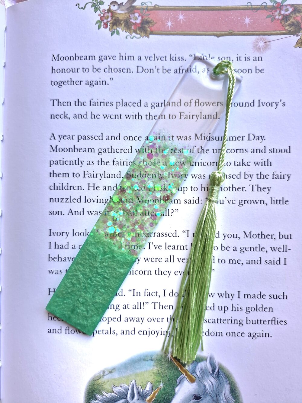 Lime Green Glitter Bookmark