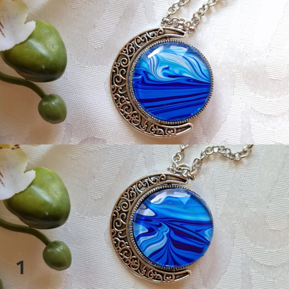 Spinning Moon Necklace Blue #1