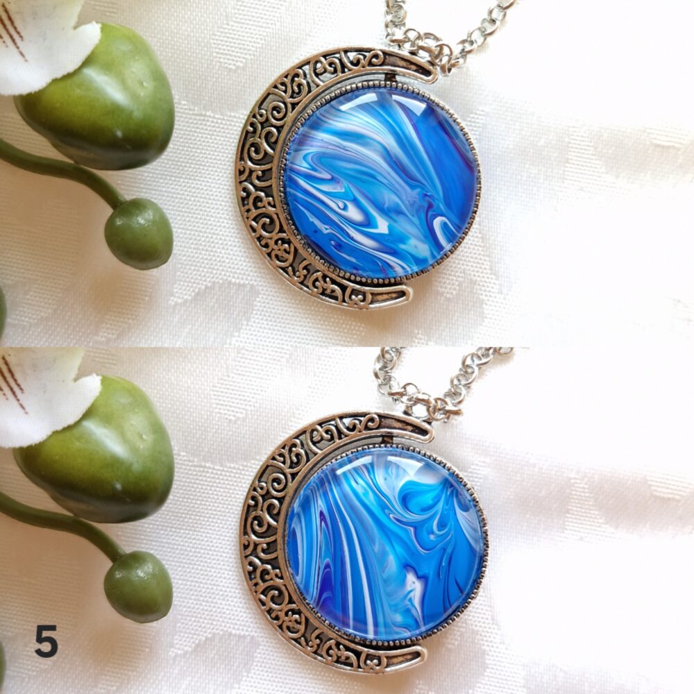 Spinning Moon Necklace Blue #3