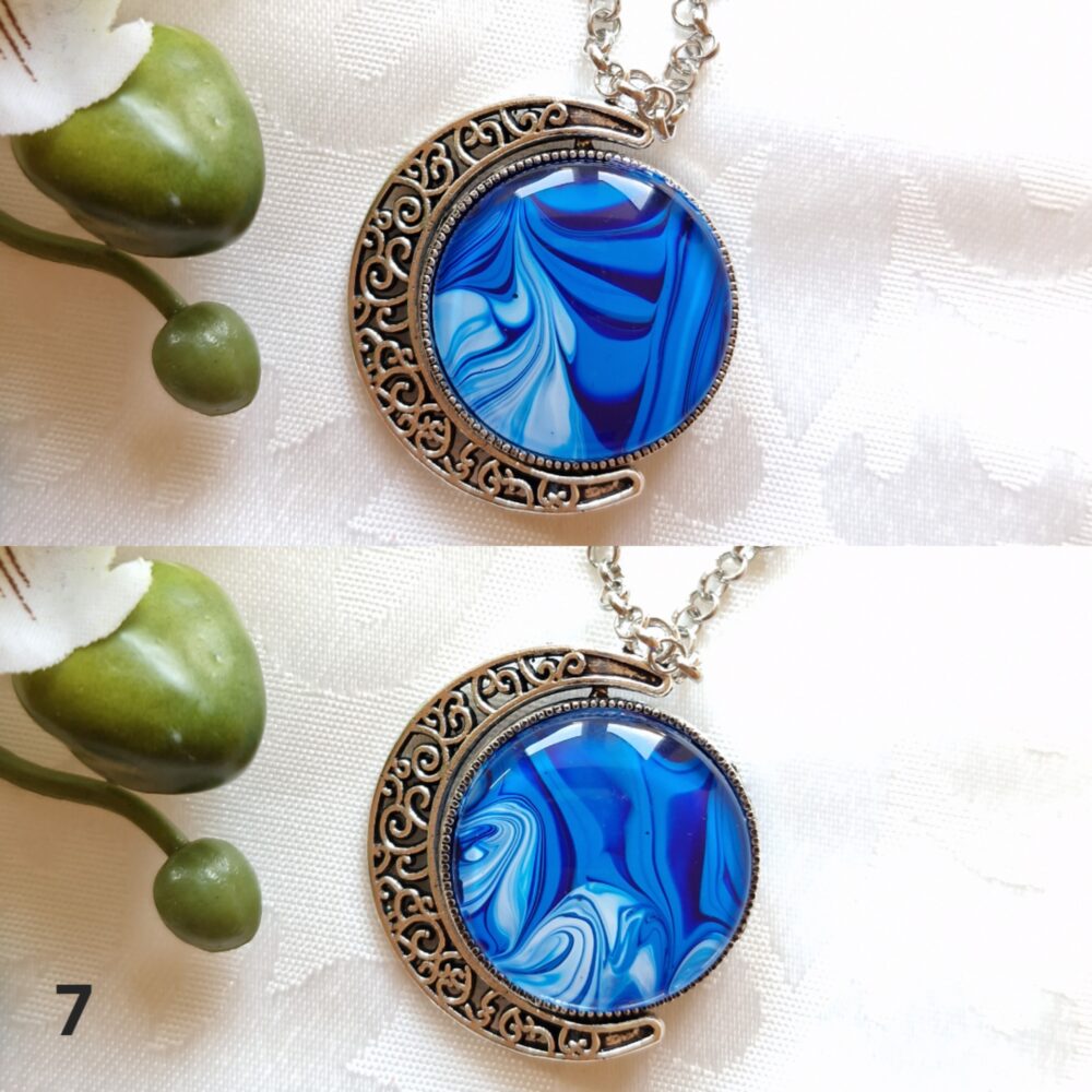 Spinning Moon Necklace Blue #4