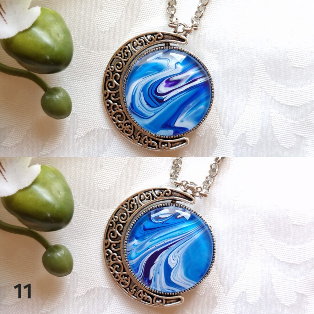 Spinning Moon Necklace Blue #6