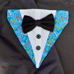 Dog Bandanas – Tuxedo Style – Bone Print