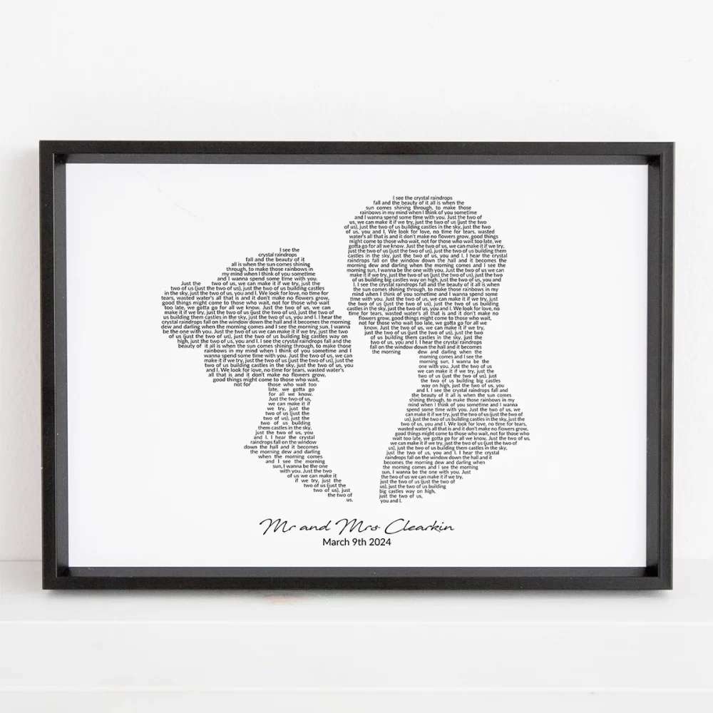 word art wedding silhouette print
