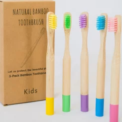 Kids BPA Free Natural Bamboo Organic Soft Bristle Toothbrush 5 Piece Set