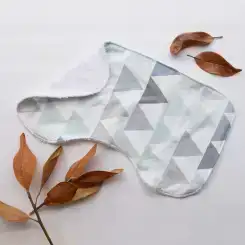 Handmade burp cloth in triangles with white toweling, by Edens Elephants