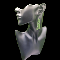 ​NZ Greenstone Pounamu Tri with Double Koru Earrings 01