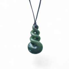 NZ Greenstone Pounamu Triple Twist Necklace TW900