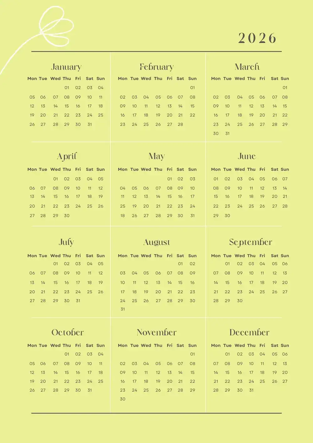 2026 Digital Planner Minimalist Annual PDF – Monthly & Weekly Calendar ...
