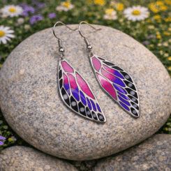 Pink Monarch Butterfly Wing Earrings (Silver)