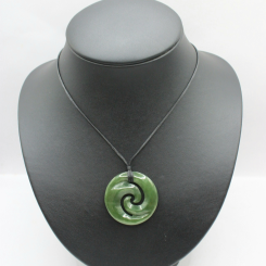 NZ Greenstone Pounamu Koru Necklace K14