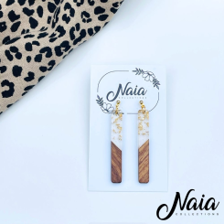Wood and Resin gold fleck dangle earrings