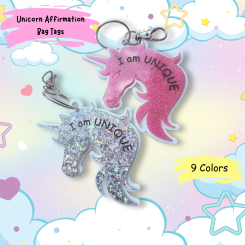 Affirmation Unicorn Acrylic Backpack Tag