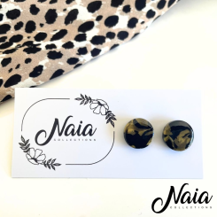 Black and gold marbled clay studs