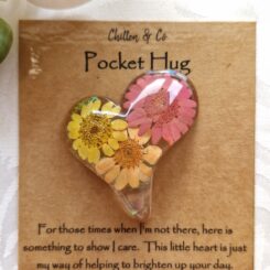 Pink Orange Yellow Daisy Heart Pocket Hug