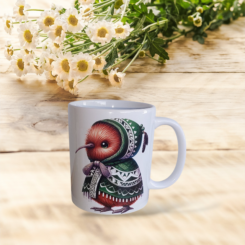 Printed ceramic mug - Kiwi in a cloke