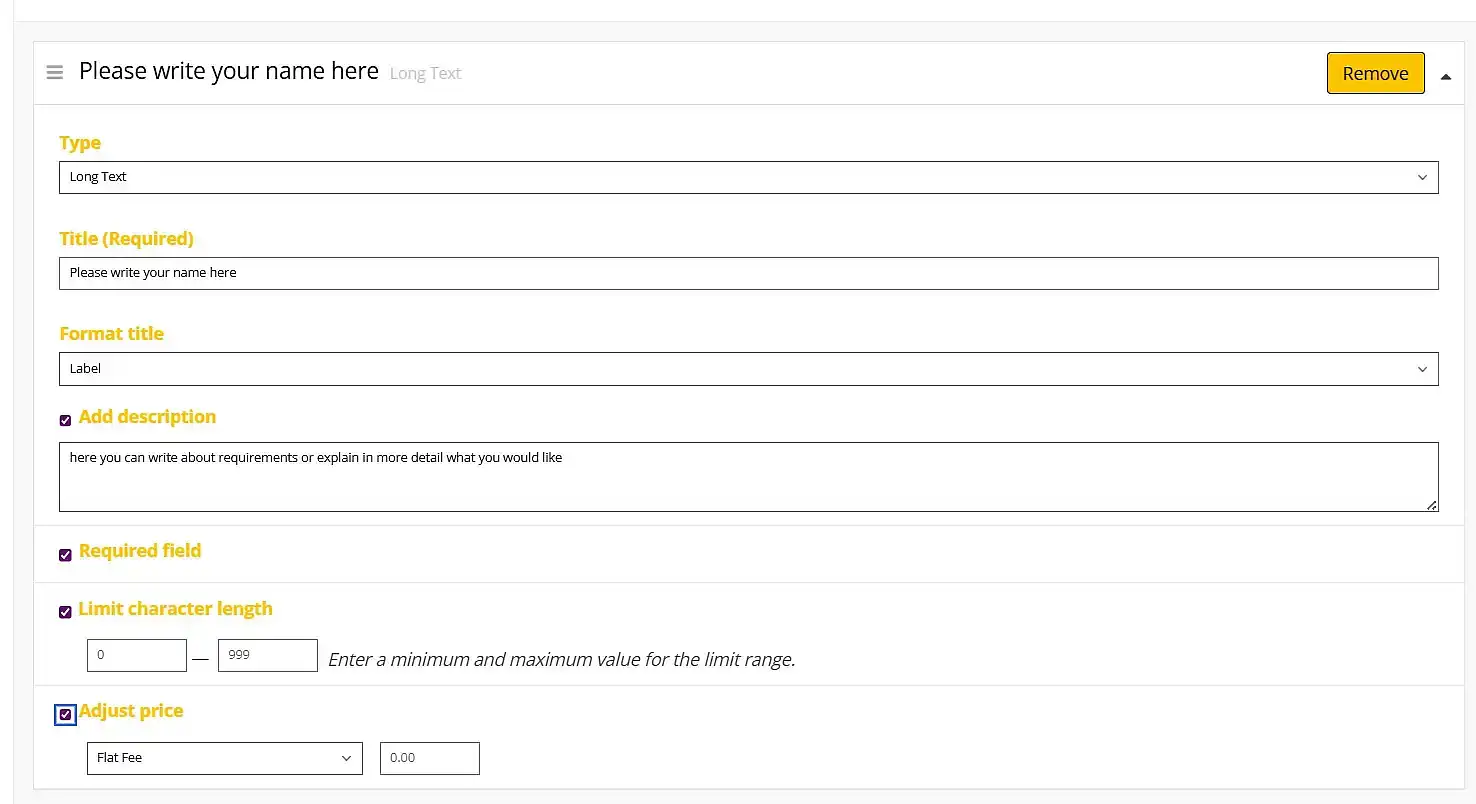 the add on specifics within a group addon