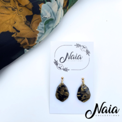 Black and gold tear drop Dangle Earrings