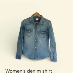 Denim shirt with pearl snap buttons