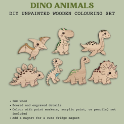 DIY Wooden Dino Coloring Set