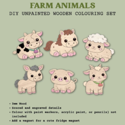 DIY Wooden Farm Animal Coloring Set