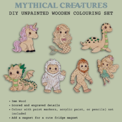 DIY Wooden Mythical Creatures Coloring Set