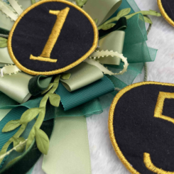 Green Handmade Ribbon Rosette: Swappable Badge Brooch