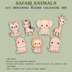 DIY Wooden Safari Animals Coloring Set