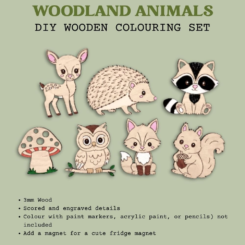 DIY Wooden Woodland Animals Coloring Set