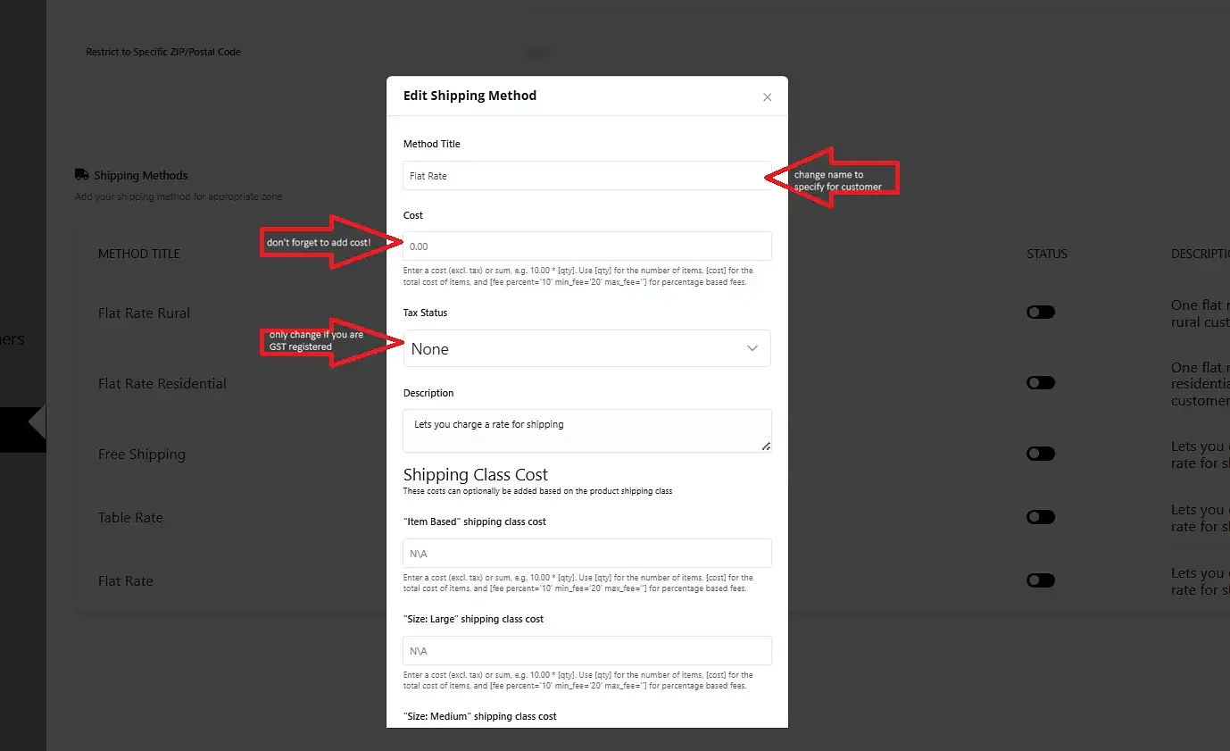 flat rate shipping what to fill in